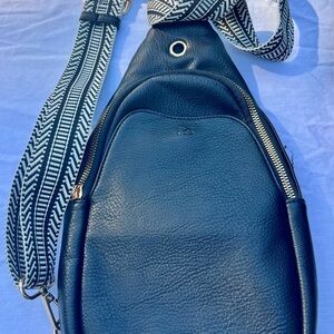 Black Leather crossbody with Card Compartments